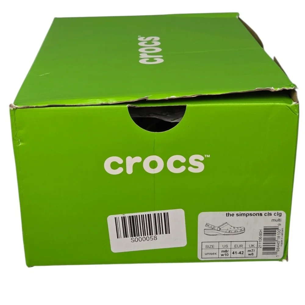 Crocs The Simpsons Classic Clogs Men 8 Women 10 White Jibbitz Charms Slip On NEW